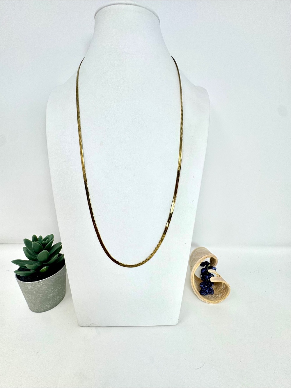 Vintage 1/20 14K Gold Filled Herringbone Chain Necklace 4mm 28” Long